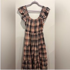 Plaid Tiered Maxi Dress